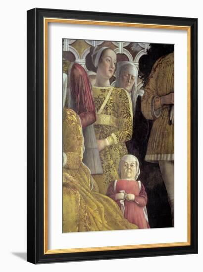 Dwarf and Courtiers, Family and Court of Marchese Ludovico Gonzaga III of Mantua, c.1465-74-Andrea Mantegna-Framed Giclee Print