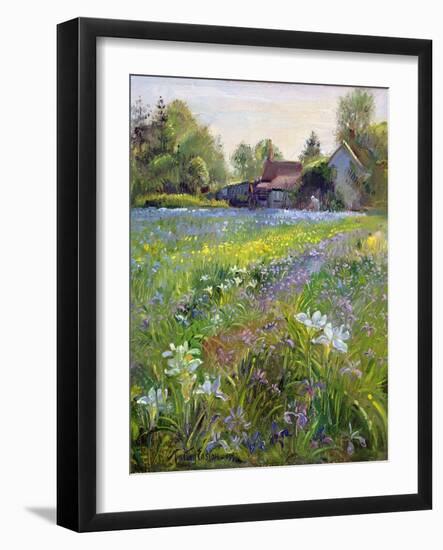 Dwarf Irises and Cottage, 1993-Timothy Easton-Framed Giclee Print