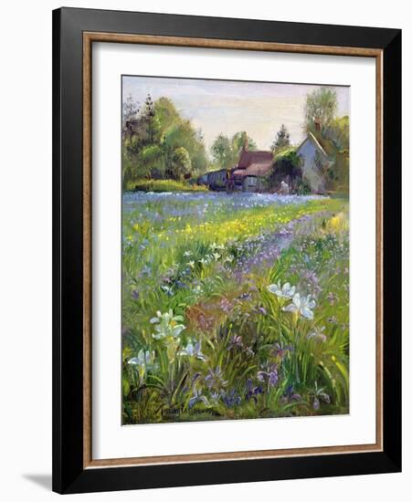 Dwarf Irises and Cottage, 1993-Timothy Easton-Framed Giclee Print