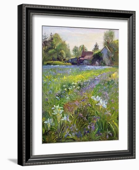 Dwarf Irises and Cottage, 1993-Timothy Easton-Framed Giclee Print