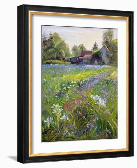 Dwarf Irises and Cottage, 1993-Timothy Easton-Framed Giclee Print