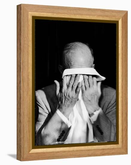 Dwight D. Eisenhower Emotionally Crying After His Speech at the 82nd Airborne Luncheon-Hank Walker-Framed Premier Image Canvas