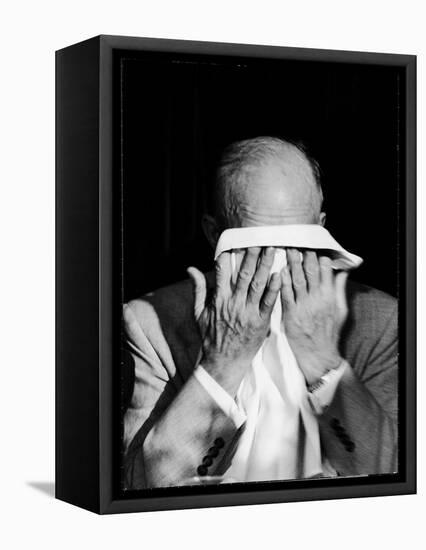 Dwight D. Eisenhower Emotionally Crying After His Speech at the 82nd Airborne Luncheon-Hank Walker-Framed Premier Image Canvas