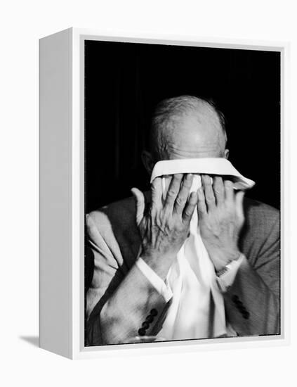 Dwight D. Eisenhower Emotionally Crying After His Speech at the 82nd Airborne Luncheon-Hank Walker-Framed Premier Image Canvas