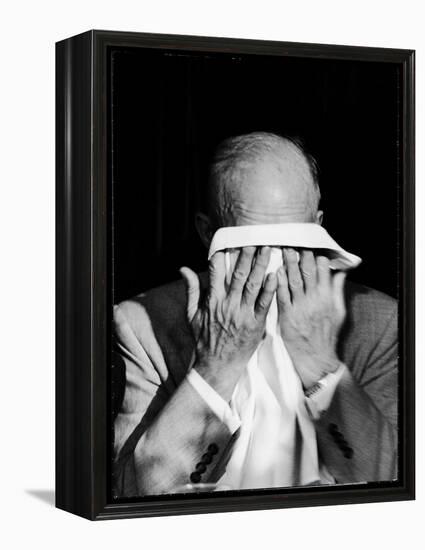 Dwight D. Eisenhower Emotionally Crying After His Speech at the 82nd Airborne Luncheon-Hank Walker-Framed Premier Image Canvas