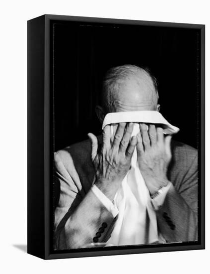 Dwight D. Eisenhower Emotionally Crying After His Speech at the 82nd Airborne Luncheon-Hank Walker-Framed Premier Image Canvas