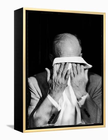 Dwight D. Eisenhower Emotionally Crying After His Speech at the 82nd Airborne Luncheon-Hank Walker-Framed Premier Image Canvas