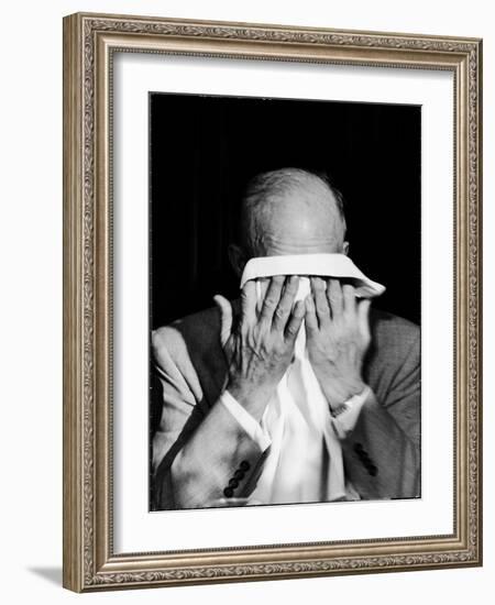 Dwight D. Eisenhower Emotionally Crying After His Speech at the 82nd Airborne Luncheon-Hank Walker-Framed Photographic Print