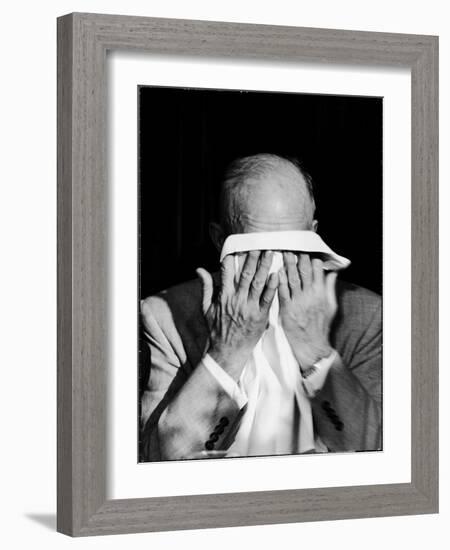 Dwight D. Eisenhower Emotionally Crying After His Speech at the 82nd Airborne Luncheon-Hank Walker-Framed Photographic Print