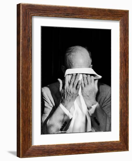 Dwight D. Eisenhower Emotionally Crying After His Speech at the 82nd Airborne Luncheon-Hank Walker-Framed Photographic Print