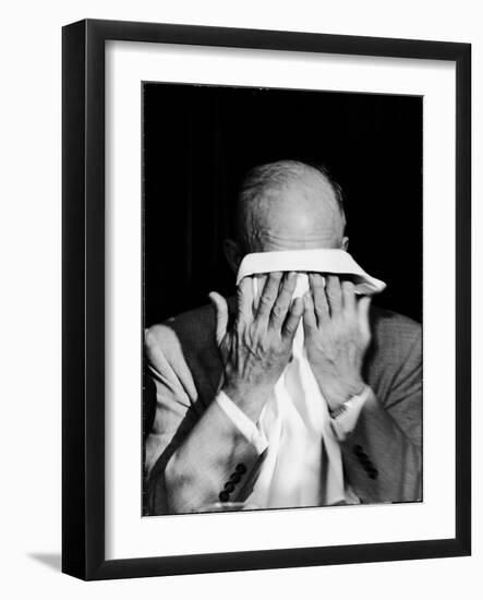 Dwight D. Eisenhower Emotionally Crying After His Speech at the 82nd Airborne Luncheon-Hank Walker-Framed Photographic Print