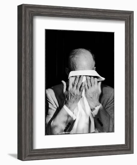 Dwight D. Eisenhower Emotionally Crying After His Speech at the 82nd Airborne Luncheon-Hank Walker-Framed Photographic Print