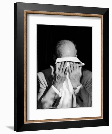 Dwight D. Eisenhower Emotionally Crying After His Speech at the 82nd Airborne Luncheon-Hank Walker-Framed Photographic Print