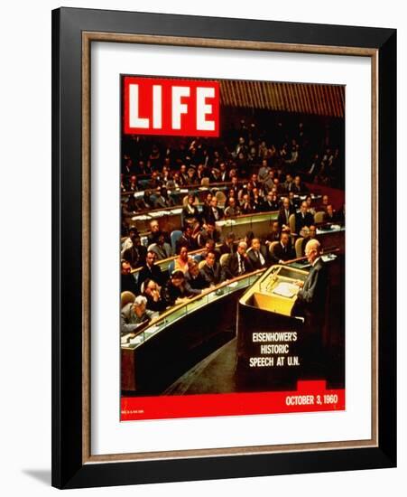 Dwight D. Eisenhower Giving Speech at the United Nations, October 3, 1960-Ralph Crane-Framed Photographic Print