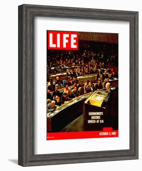 Dwight D. Eisenhower Giving Speech at the United Nations, October 3, 1960-Ralph Crane-Framed Photographic Print