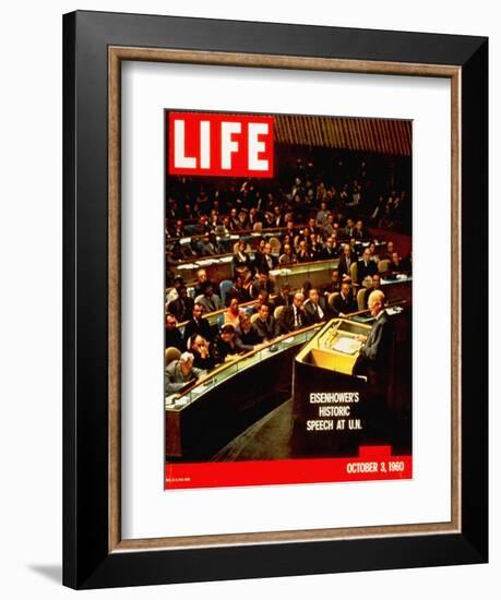 Dwight D. Eisenhower Giving Speech at the United Nations, October 3, 1960-Ralph Crane-Framed Photographic Print