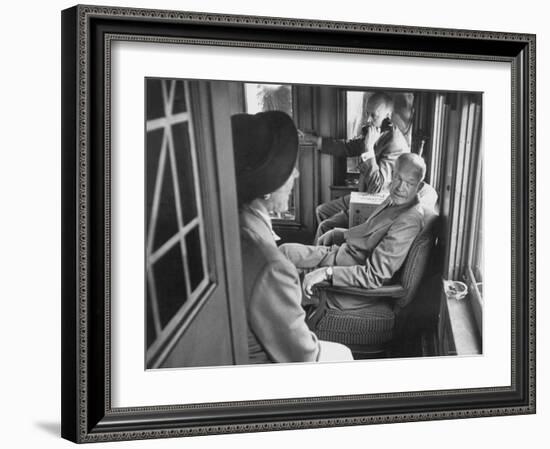 Dwight D. Eisenhower on the Train During the Presidential Campaigns-Joe Scherschel-Framed Photographic Print