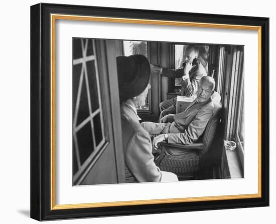 Dwight D. Eisenhower on the Train During the Presidential Campaigns-Joe Scherschel-Framed Photographic Print