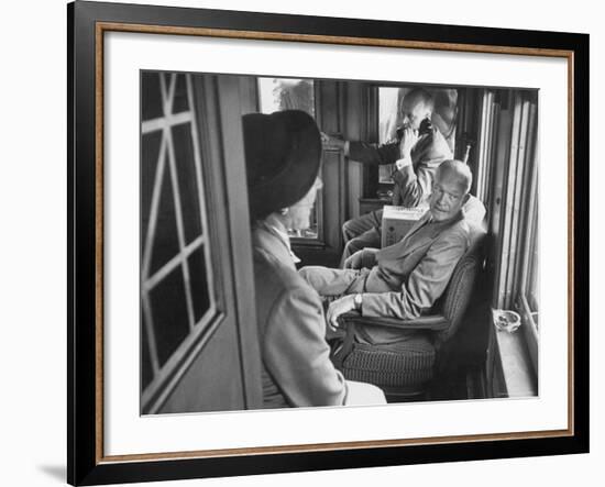 Dwight D. Eisenhower on the Train During the Presidential Campaigns-Joe Scherschel-Framed Photographic Print