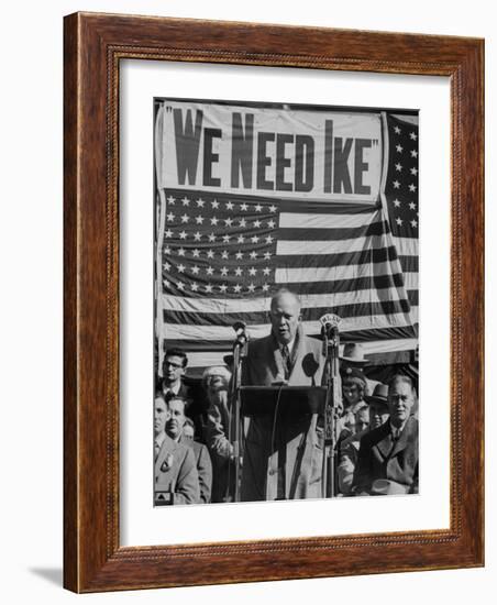 Dwight D. Eisenhower Speaking During Campaign-null-Framed Photographic Print