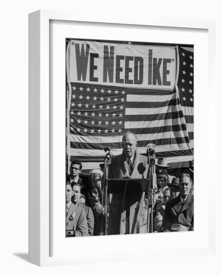 Dwight D. Eisenhower Speaking During Campaign-null-Framed Photographic Print