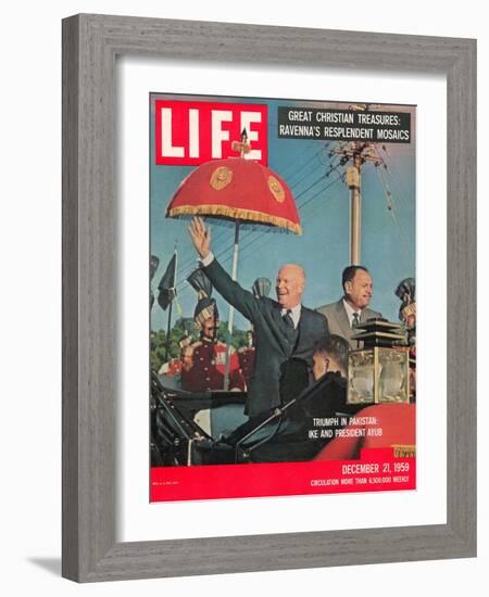 Dwight D. Eisenhower with Pakistani President Ayub, December 21, 1959-Paul Schutzer-Framed Photographic Print