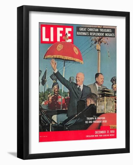 Dwight D. Eisenhower with Pakistani President Ayub, December 21, 1959-Paul Schutzer-Framed Photographic Print