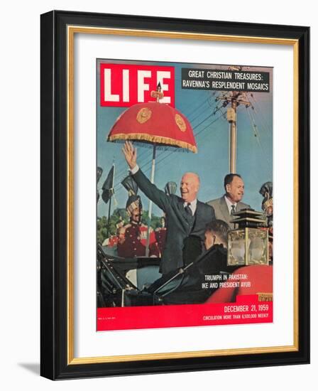 Dwight D. Eisenhower with Pakistani President Ayub, December 21, 1959-Paul Schutzer-Framed Photographic Print