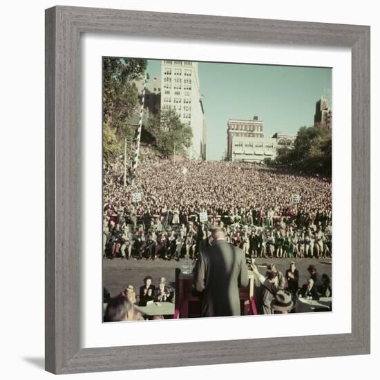 Dwight Eisenhower Speaking to Crowd During Presidential Campaign-John Dominis-Framed Photographic Print