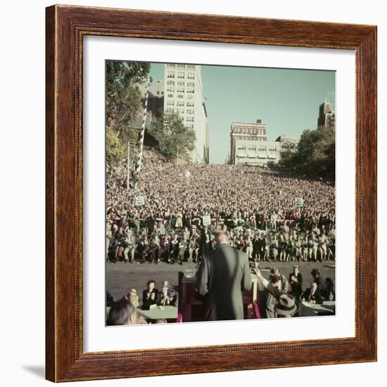 Dwight Eisenhower Speaking to Crowd During Presidential Campaign-John Dominis-Framed Photographic Print