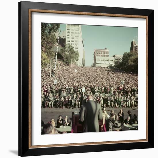 Dwight Eisenhower Speaking to Crowd During Presidential Campaign-John Dominis-Framed Photographic Print