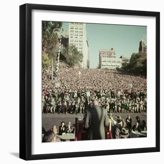 Dwight Eisenhower Speaking to Crowd During Presidential Campaign-John Dominis-Framed Photographic Print