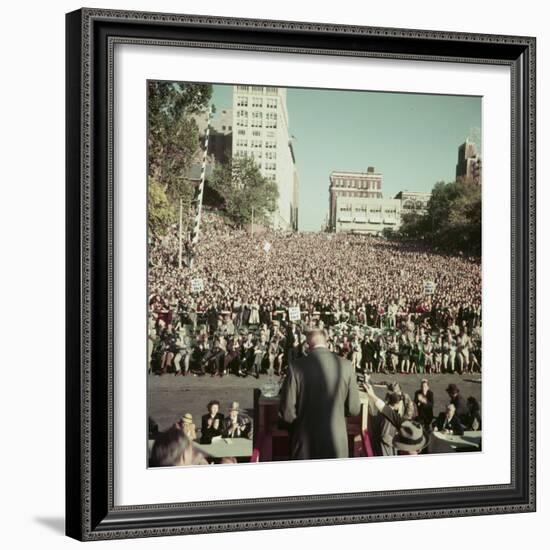 Dwight Eisenhower Speaking to Crowd During Presidential Campaign-John Dominis-Framed Photographic Print