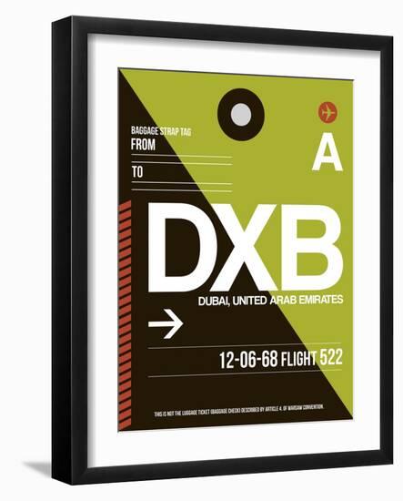 DXB Dubai Luggage Tag II-NaxArt-Framed Art Print