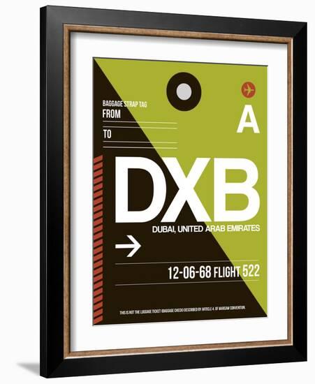 DXB Dubai Luggage Tag II-NaxArt-Framed Art Print