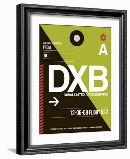 DXB Dubai Luggage Tag II-NaxArt-Framed Art Print