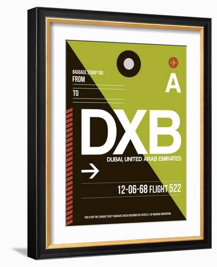 DXB Dubai Luggage Tag II-NaxArt-Framed Art Print