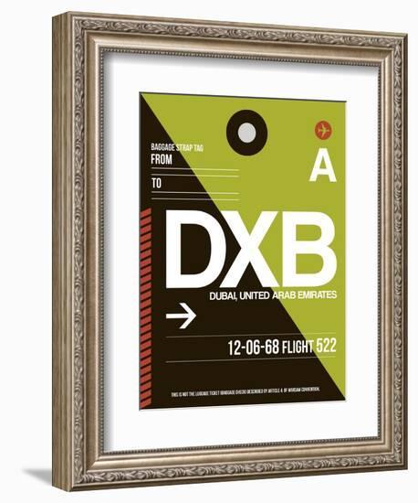 DXB Dubai Luggage Tag II-NaxArt-Framed Art Print