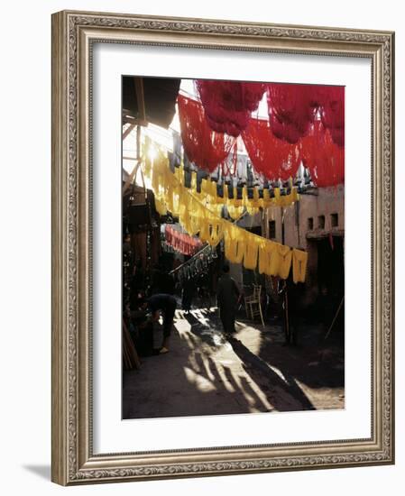 Dyed Wool, Dyers Souk, Marrakesh, Morocco, North Africa, Africa-Adam Woolfitt-Framed Photographic Print