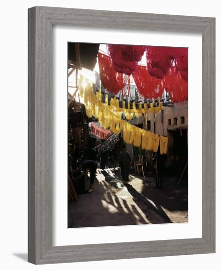 Dyed Wool, Dyers Souk, Marrakesh, Morocco, North Africa, Africa-Adam Woolfitt-Framed Photographic Print