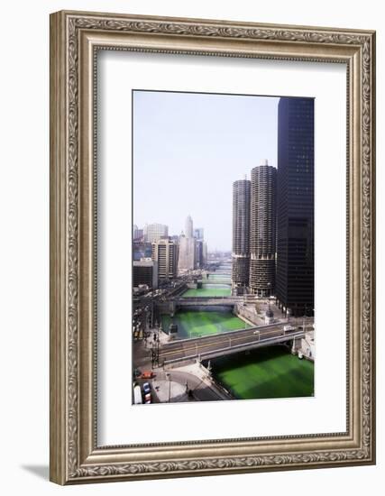 Dyeing Chicago River Green for St.Patricks Day-null-Framed Photographic Print