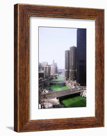 Dyeing Chicago River Green for St.Patricks Day-null-Framed Photographic Print