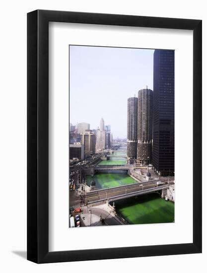 Dyeing Chicago River Green for St.Patricks Day-null-Framed Photographic Print