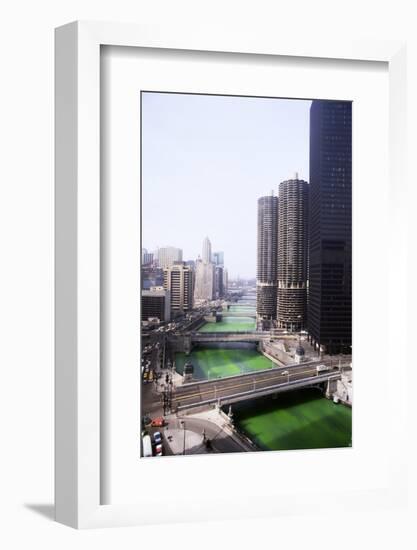 Dyeing Chicago River Green for St.Patricks Day-null-Framed Photographic Print