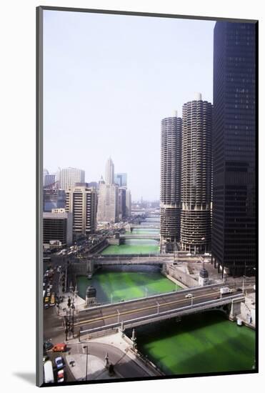 Dyeing Chicago River Green for St.Patricks Day-null-Mounted Photographic Print