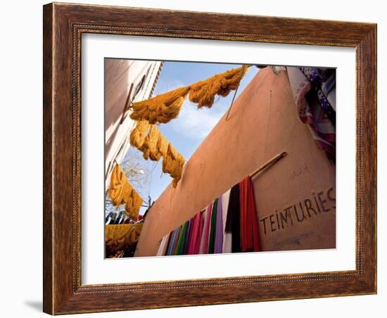 Dyers Souks, Freshly Dyed Wools Drying, Medina, Marrakech (Marrakesh), Morocco, North Africa-Nico Tondini-Framed Photographic Print