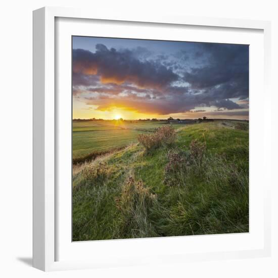 Dyke in the Hattstedtermarsch Near Husum, Schleswig - Holstein, Germany-Rainer Mirau-Framed Photographic Print