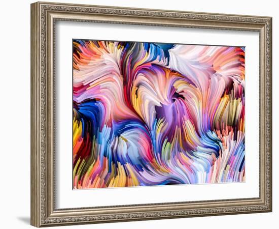 Dynamic Color Series. Composition of Streams of Paint Suitable as a Backdrop for the Projects on Fo-agsandrew-Framed Art Print