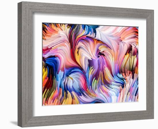 Dynamic Color Series. Composition of Streams of Paint Suitable as a Backdrop for the Projects on Fo-agsandrew-Framed Art Print