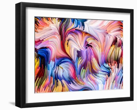 Dynamic Color Series. Composition of Streams of Paint Suitable as a Backdrop for the Projects on Fo-agsandrew-Framed Art Print